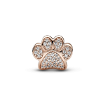 Charm Huella de patita reluciente Recubrimiento en Oro Rosa de 14k