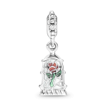 Charm Colgante En Plata De Ley Rosa Encantada De La Bella Y La Bestia De Disney