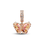 Charm Colgante de Cristal de Murano Rosa y Amarillo Mariposa