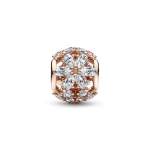 Charm redondo Racimo herbario reluciente Recubrimiento en Oro Rosa de 14k