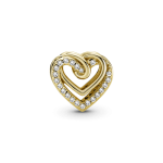 Charm Corazones Entrelazados Resplandecientes Recubrimiento En Oro 14k