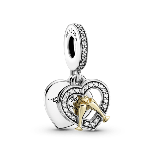 Charm Colgante Feliz Aniversario En Dos Tonos