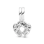 Charm Colgante Dividido Corazones Gemelos Entrelazados