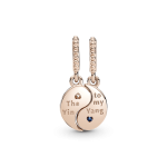Charm Colgante Separable Yin Y Yang Reluciente Recubrimiento En Oro Rosa 14k