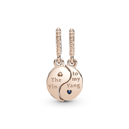 Charm Colgante Separable Yin Y Yang Reluciente Recubrimiento En Oro Rosa 14k