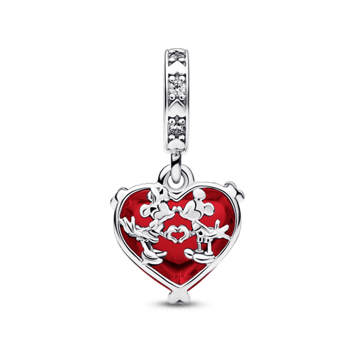 Charm colgante de cristal Murano rojo Beso de Mickey y Minnie Mouse de Disney
