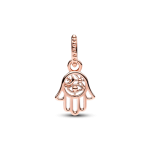 Charm colgante Mano Hamsa protectora Recubrimiento en Oro Rosa de 14k