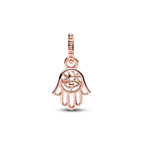Charm colgante Mano Hamsa protectora Recubrimiento en Oro Rosa de 14k