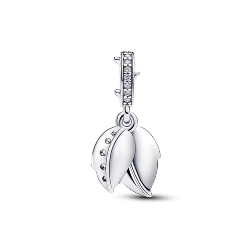 Charm Colgante Doble Rosa Blanca Floreciendo