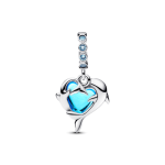 Charm Colgante Delfines de Cristal de Murano Azul