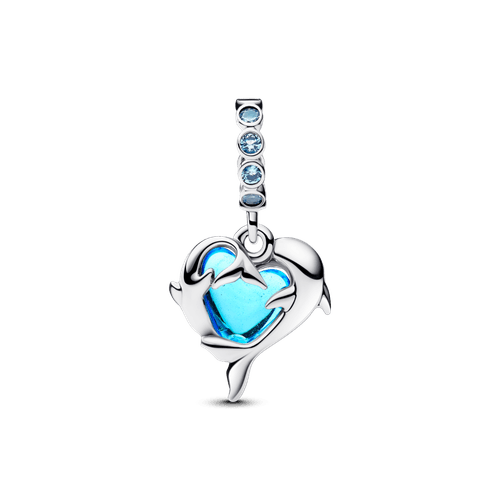 Charm Colgante Delfines de Cristal de Murano Azul