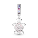 Charm colgante Tortuga de mar rosa de cristal Murano