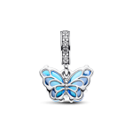 Charm Colgante Mariposa de Cristal Murano azul Pandora Plata Esterlina