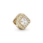 Charm Oro 14K cuadrado con halo brillante