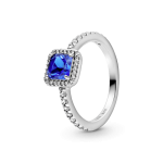 Anillo Cuadrado Azul Con Halo