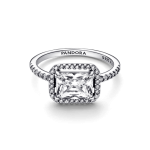 Anillo Halo rectangular reluciente