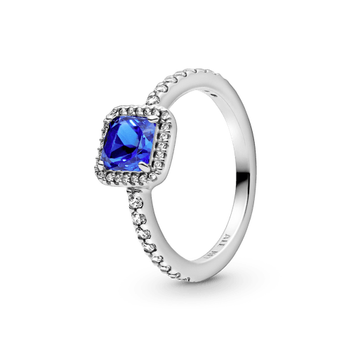 Anillo Cuadrado Azul Con Halo