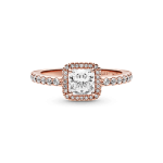 Anillo Cuadrado Con Halo Brillante Recubrimiento en Oro Rosa de 14k