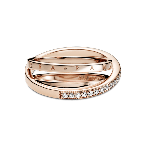 Anillo de banda triple cruzado Recubrimiento en Oro Rosa de 14k