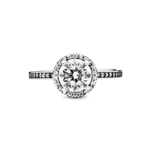 Anillo redondo con halo brillante