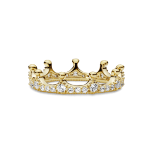 Anillo Corona deslumbrante transparente Recubrimiento en Oro de 14k