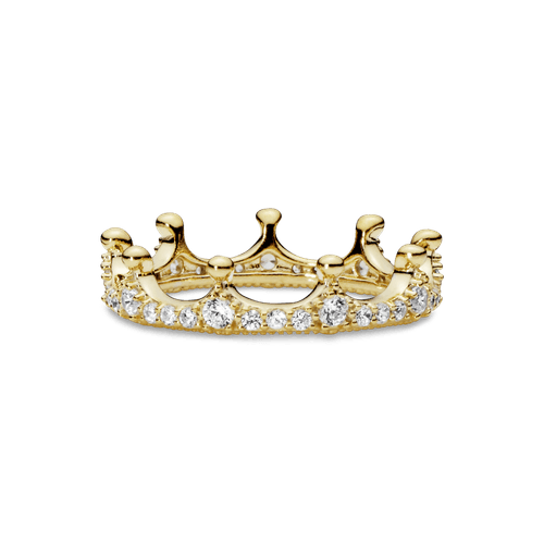 Anillo Corona deslumbrante transparente Recubrimiento en Oro de 14k