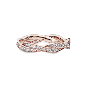 Anillo Giro Del Destino Cz Clara Recubrimiento en Oro Rosa de 14k