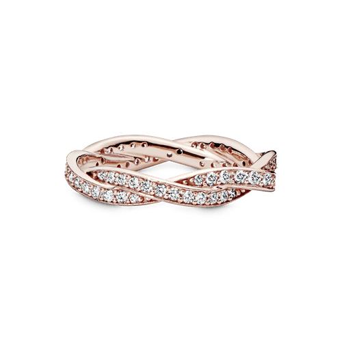 Anillo Giro Del Destino Cz Clara Recubrimiento en Oro Rosa de 14k