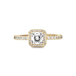 Anillo Oro 14K cuadrado con halo brillante