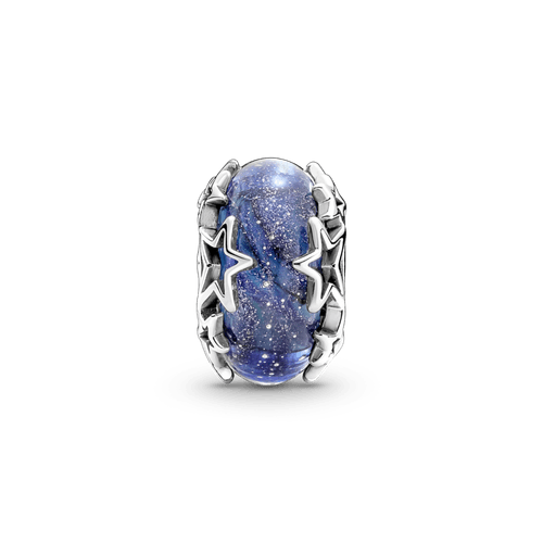 Charm De Cristal De Murano En Plata De Ley Galaxia & Estrella
