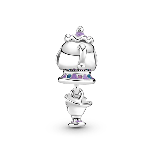 Charm Colgante En Plata De Ley Sra. Potts Y Chip La Bella Y La Bestia De Disney
