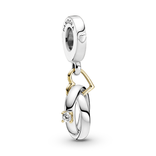 Charm Colgante Anillos De Boda En Dos Tonos