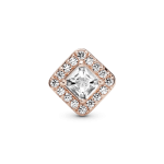 Charm cuadrado con halo brillante Recubrimiento en Oro Rosa de 14k